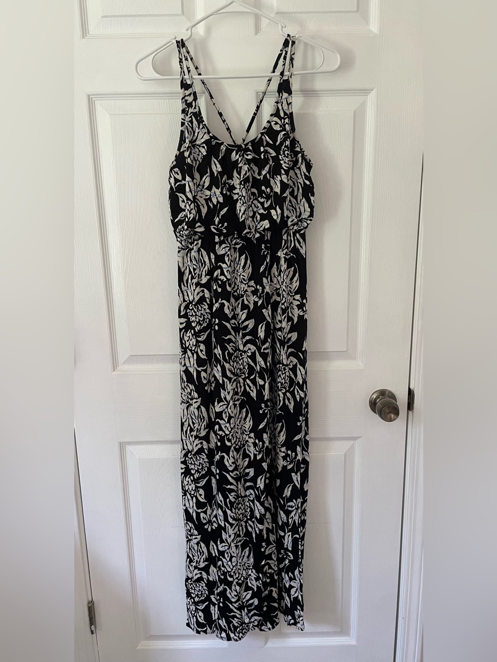 LOFT Black and White Floral Maxi Dress